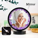 Specchio decorativo con cristalli viola, USB, perfetto come oggetto scientifico e decorativo. Ideale per ambienti moderni, aggiunge un tocco di eleganza e funzionalità.