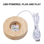 Oggetto decorativo scientifico in legno con LED, alimentato tramite cavo USB, ideale come decorazione originale e moderna per ambienti scientifici o studi.