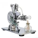 Dispositivo scientifico con macchina di vetro e componenti metallici, utilizzato per esperimenti di laboratorio. Perfetto come decorazione scientifica o oggetto da collezione.