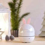 Diffusore di aromi a forma di uovo con orecchie da coniglio, ideale come decorazione scientifica e oggetto di design per ambienti domestici e uffici.