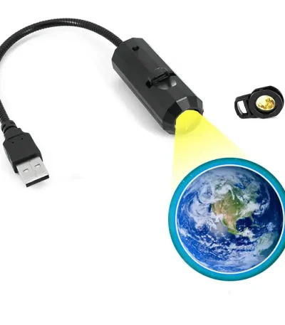Luce di proiezione terrestre alimentata tramite USB con lente di ingrandimento, ideale come decorazione scientifica o oggetto educativo.