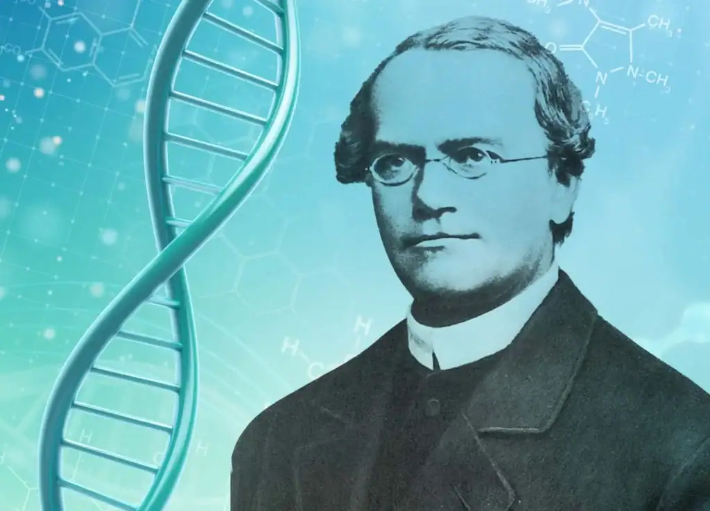 Aggiungi un'immagine di un famoso scienziato con elementi di DNA e formule chimiche sullo sfondo, rappresentando la scienza e la ricerca scientifica.