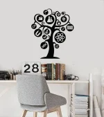 Decorazione murale a forma di albero con simboli scientifici, ideale per ambienti educativi e scientifici, aggiunge un tocco creativo e stimolante.
