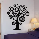 Albero decorativo con simboli scientifici, ideale per ambienti educativi o appassionati di scienza. Design moderno e originale per decorare con stile e passione.