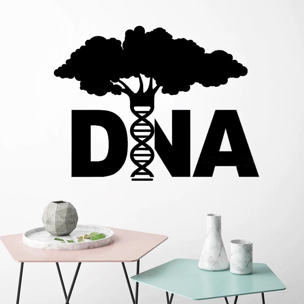 Decorazione con simbolo di DNA e albero stilizzato, ideale per ambienti scientifici e educativi, rappresenta la connessione tra biologia e natura.