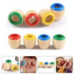 Gioco educativo in legno con anelli colorati per sviluppare le capacità motorie e la coordinazione nei bambini. Perfetto come decorazione scientifica e strumento di apprendimento.