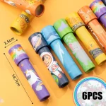 Set di 6 magliette per bambini con disegni di spazio, astronauti, unicorni e animali, perfette per decorazioni scientifiche e giochi educativi.