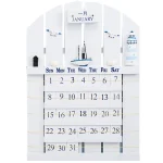 Calendario scientifico in stile minimalista con elementi di design ispirati alla scienza, perfetto come decorazione da scrivania o parete.