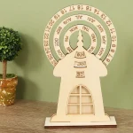 Orologio in legno con calendario perpetuo, decorazione scientifica, perfetto come oggetto decorativo e educativo, ideale per appassionati di scienza e design.