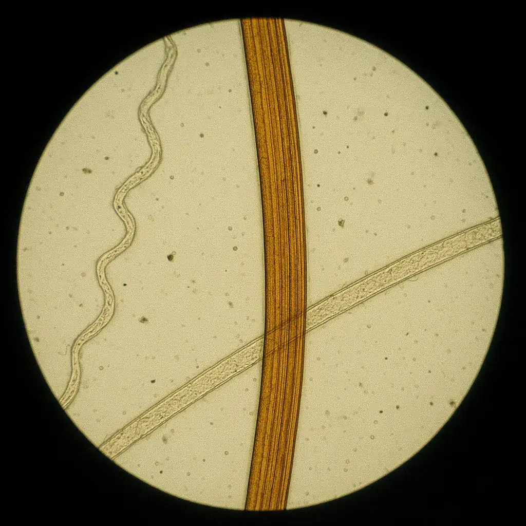 Vettore di parameci al microscopio, evidenziando le strutture cellulari e il movimento delle protozoi in un campione d'acqua.