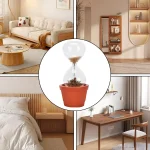 Vaso decorativo a forma di clessidra con pianta in terracotta, ideale come oggetto di design per la casa o l'ufficio, aggiunge un tocco di eleganza e originalità agli ambienti interni.