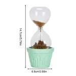 Orologio a Sabbia decorativo in vaso verde, perfetto come oggetto scientifico e decorativo, con dimensioni di circa 14,7 cm di altezza e 6,8 cm di diametro.