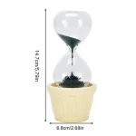 Orologio a Sabbia in vaso decorativo, perfetto come oggetto scientifico e decorativo, con base in ceramica e sabbia nera, altezza di 14,7 cm.