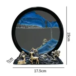 Specchio decorativo con cascata d'acqua e figure di animali in resina.