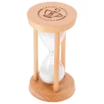 Clessidra in legno con sabbia bianca, oggetto decorativo scientifico, perfetto per studi e decorazioni.