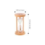 Orologio a Sabbia in legno, decorazione scientifica per ambienti educativi e da ufficio, misura 9,3 cm di altezza e 5 cm di diametro, perfetto come oggetto decorativo e didattico.