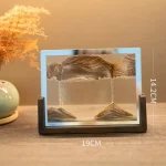 Modello di montagna di sabbia in equilibrio con cornice di vetro, altezza 14,2 cm e larghezza 19 cm, decorazione scientifica unica e affascinante.
