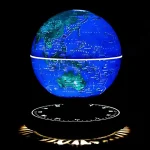 Globo luminoso 3D con mappa del mondo, perfetto come decorazione scientifica e oggetto educativo, illuminato e visibile in ambienti oscuri.