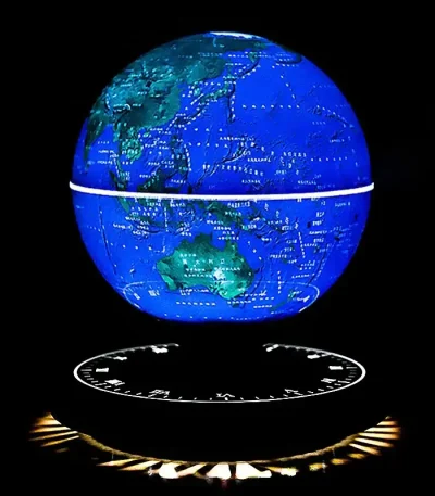 Globo luminoso 3D con mappa del mondo, perfetto come decorazione scientifica e oggetto educativo, illuminato e visibile in ambienti oscuri.