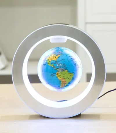Lampada LED con mappamondo in miniatura, decorativa e educativa, perfetta per appassionati di scienza e geografia, ideale come oggetto decorativo scientifico.