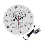 Orologio da parete con simboli e formule di fisica, decorazione scientifica per appassionati di scienza e fisica, con telecomando per luci colorate.