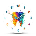 Orologio decorativo con design di dentina umana stilizzata, realizzato con schizzi di vernice colorata, perfetto come oggetto scientifico e decorativo.