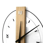 Orologio da parete con design scientifico, combinazione di legno e metallo, perfetto come decorazione per ambienti di studio o ufficio.