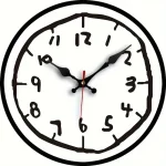 Orologio da parete con design scientifico, numeri grandi e lancette nere, ideale per ambienti educativi o decorativi a tema scienza.