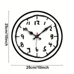 Orologio da parete con design scientifico, quadrante chiaro e numeri ben visibili, perfetto per ambienti educativi o decorativi a tema scientifico.