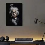 Poster artistico di Einstein con dettagli realistici, decorazione scientifica per ambienti di studio o ufficio, ideale per appassionati di scienza e innovazione.