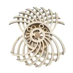Motore a spirale in legno, decorazione scientifica in stile minimalista, oggetto decorativo per appassionati di scienza e design.