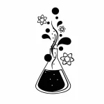 Beuta con vapori e bolle, simbolo di creatività e scoperta scientifica. Perfetta come decorazione per appassionati di scienza e educatori.