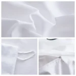 Tessuto in seta bianca morbida e lucente, perfetto per decorazioni e creazioni artistiche. Ideale per progetti di design e oggetti decorativi con un tocco di raffinatezza.