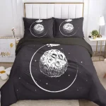 Set di biancheria da letto con stampa di pianeta Luna, ideale per appassionati di astronomia e decorazioni a tema spaziale, completo di federa e copripiumino.