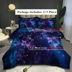 Set di biancheria da letto con motivo galattico, include due federe e una coperta, perfetto per gli amanti dello spazio e dell'astronomia, decorazione originale per la camera da letto.