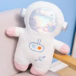 Pupazzo astronauta in tessuto con specchio integrato, ideale come decorazione scientifica e giocattolo educativo per bambini.