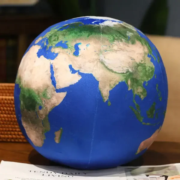 Modello 3D del globo terrestre con continenti e oceani, ideale come decorazione scientifica o materiale didattico.