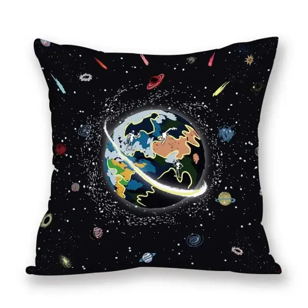 Cuscino decorativo con stampa di Terra e spazio, perfetto per appassionati di astronomia e scienza, ideale come decorazione originale per la casa o l'ufficio.