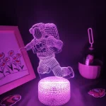 Lampada LED 3D con figura di astronauta in orbita, illuminata di rosa, perfetta come decorazione scientifica e oggetto da collezione.