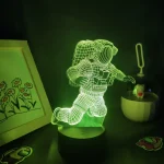 Luce notturna astronauta in stile wireframe 3D, decorazione scientifica luminosa, perfetta per ambienti educativi o per appassionati di spazio e tecnologia.