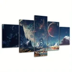 Oggetto scientifico decorativo con paesaggio spaziale.