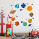 Decorazioni spaziali per camerette e ambienti educativi.