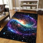 Tappeto decorativo con immagine di una galassia spaziale, perfetto per appassionati di astronomia e decorazioni originali. Ideale per soggiorni, camere o studi con stile cosmico.