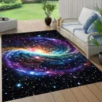 Tappeto decorativo con immagine di una galassia stellare, perfetto per appassionati di astronomia e decorazioni originali.