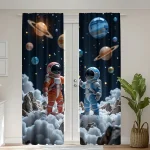 Tende con stampa spaziale e astronauti bambini, decorazione per camera da letto o soggiorno, tema galassia e pianeti, oggetti scientifici e decorativi.