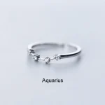 Anello elegante con pietre preziose e simbolo dell'Acquario, perfetto come regalo o decorazione. Design raffinato in metallo lucido, ideale per gli amanti dell'astrologia e delle decorazioni scientifi.