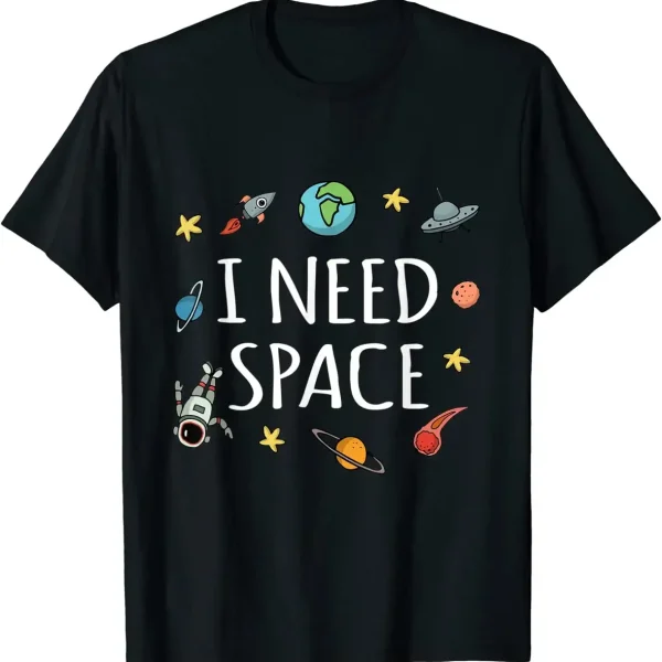 I NEED SPACE - Maglietta con tema spaziale, design divertente e originale per appassionati di astronomia e scienza.