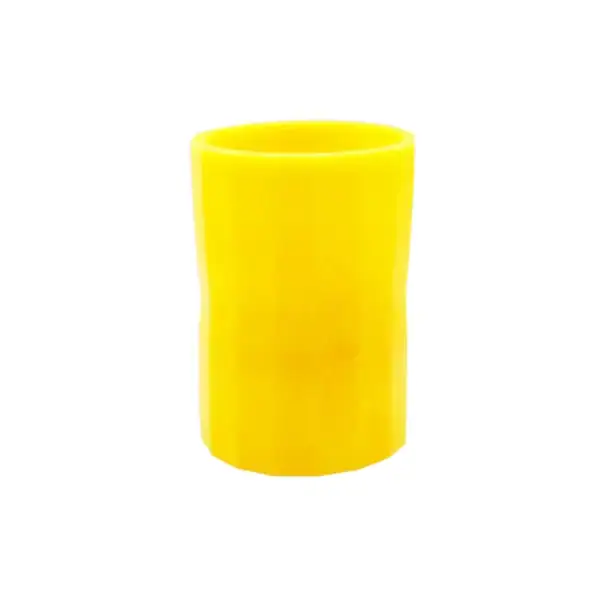 Cilindro di plastica gialla, oggetto scientifico decorativo, perfetto per ambienti educativi o come decorazione a tema scientifico.