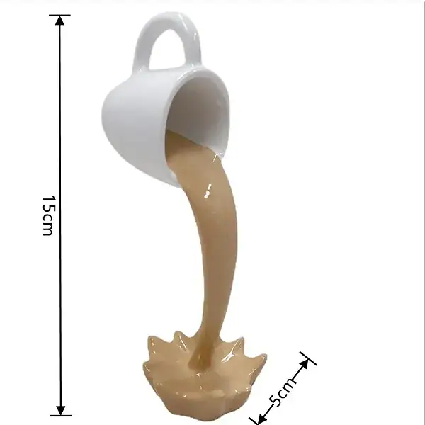 Tazza decorativa con effetto di liquido colorato che scorre, perfetta come oggetto scientifico o decorativo.