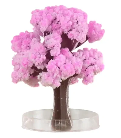 Albero di cristallo rosa decorativo, oggetto scientifico e decorativo, perfetto per collezionisti e appassionati di oggetti unici e colorati.